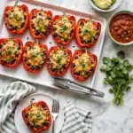 Vegetarian Stuffed Peppers with Black Beans, Corn, and Pepper Jack Cheese Recipe