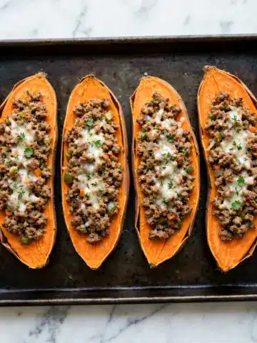 Stuffed Sweet Potatoes with Spiced Ground Turkey and Pepper Jack Cheese Recipe